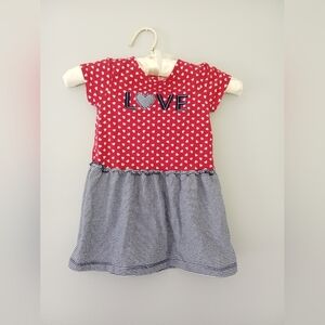 Carters Red White Blue Heart Striped Dress Kids 24m